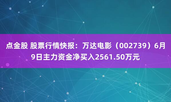 点金股 股票行情快报：万达电影（002739）6月9日主力资金净买入2561.50万元